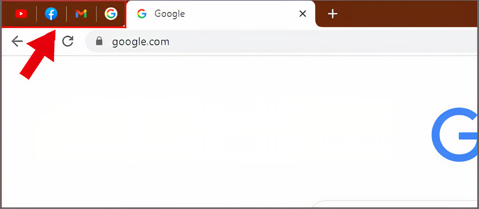 Các tab được ghim vào bên trái thanh công cụ 